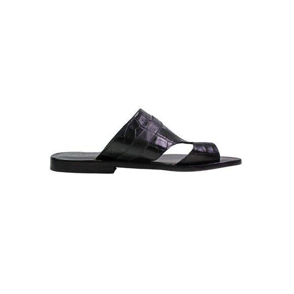 Angelo Black Men’s Italian Leather Sandals Shoes main image 5